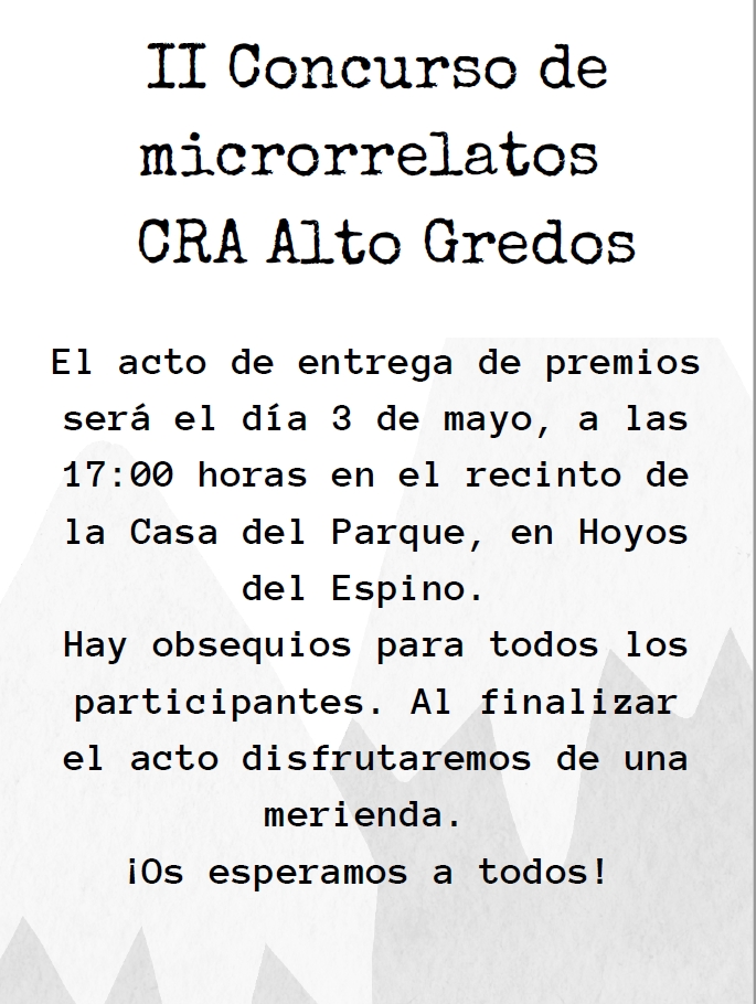 Entrega de premios II Concurso de Microrrelatos CRA Alto Gredos